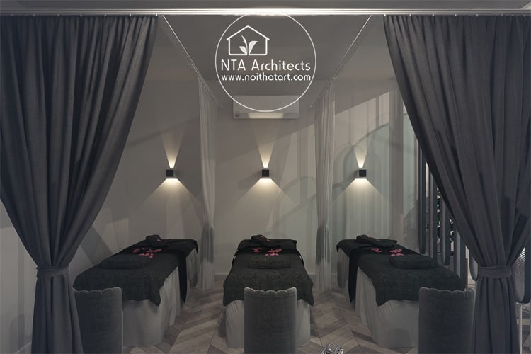 Một thiết kế phòng spa mini 3 giường với tổng mức đầu tư vào khoảng 120 triệu