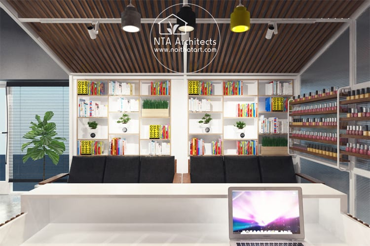 VIP Nails – Thiết kế tiệm nail ở Mỹ phong cách Zen Khách hàng có thể ngồi đọc tạp chí trong lúc chờ đợi tại tiếp tân