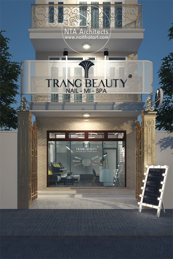 Thiết kế mặt tiền và bảng hiệu của Trang Beauty