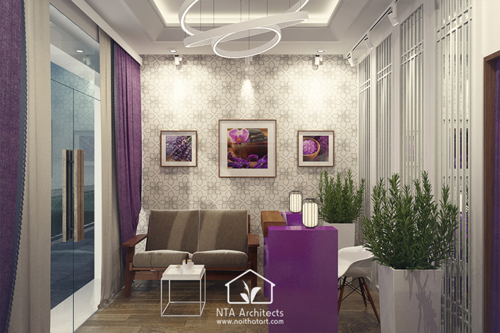 Cuốn hút với thiết kế nội thất spa tông màu tím lavender 2