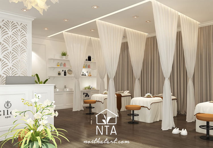 89+ mẫu thiết kế phòng gội đầu dưỡng sinh đẹp siêu thư giãn Mẫu thiết kế spa gội đầu dưỡng sinh mini theo phong cách tân cổ điển sang trọng